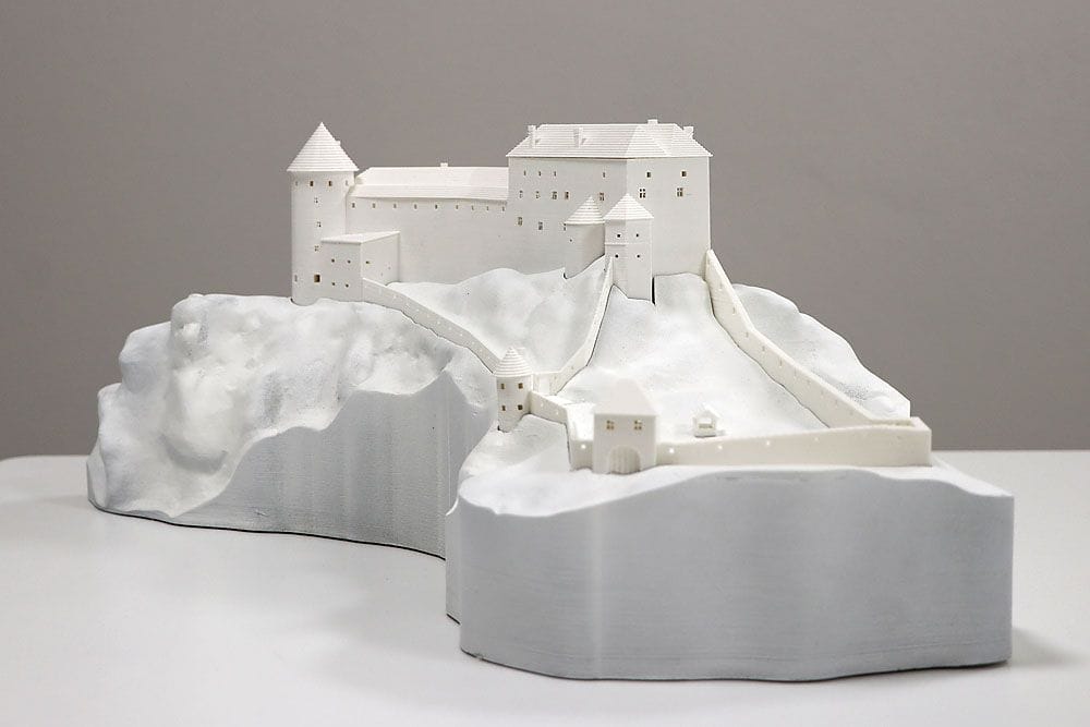 Pravdepodobný vzhľad hradu Šášov v minulosti – 3D model
