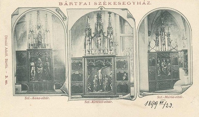 Interiér baziliky sv. Egídia zachytený na historickej pohľadnici