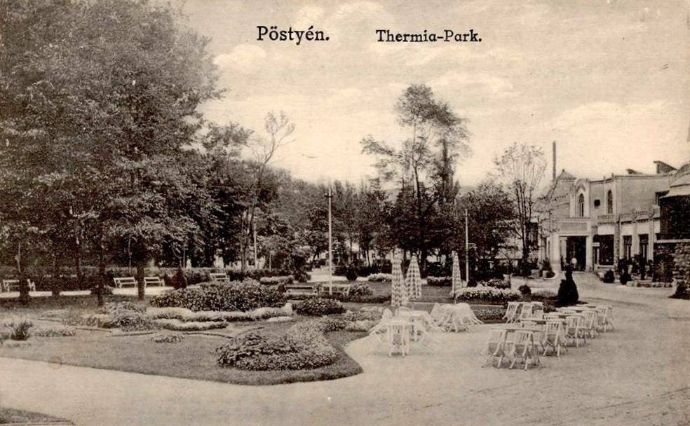 Úprava parku pred Thermia Palace Piešťany v roku 1916