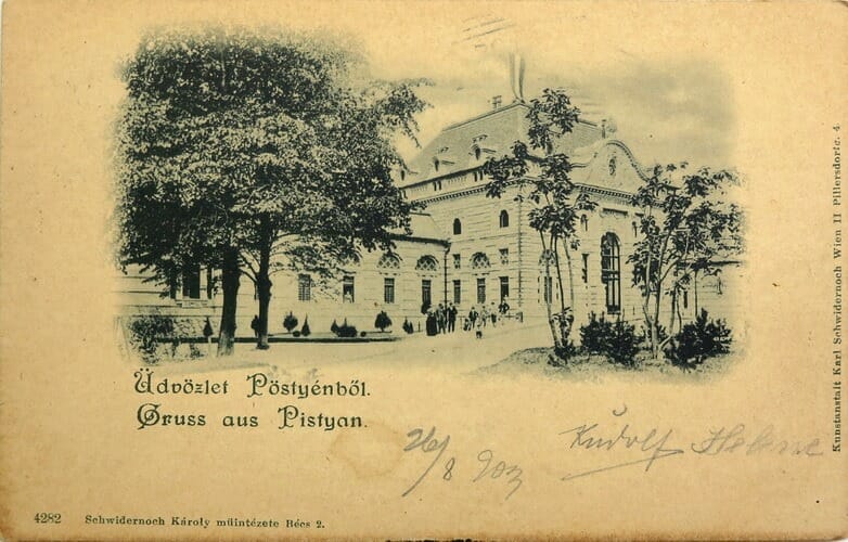 Pohľadnica s tématikou Františkových kúpeľov z augusta 1903