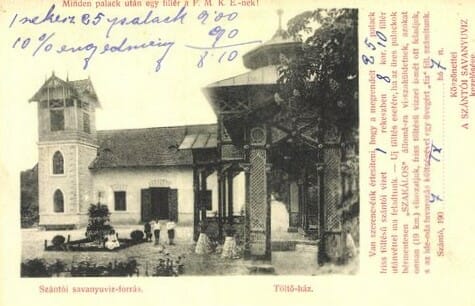 Drevený pavilón nad prameňom kyslej vody, kúpele Santovka 1907